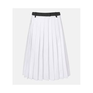 프라다 플리츠 코튼 미디 스커트 P01154878