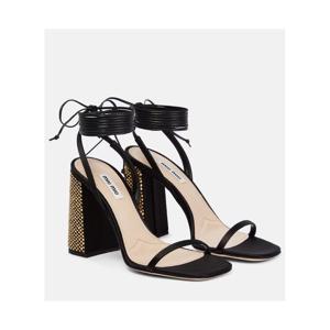 미우미우 임벨리시드 새틴 샌들 P00744562