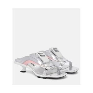 미우미우 메탈릭 레더 샌들 P00562300