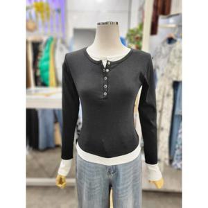 밸리걸 세이브존01 봄 흰검 레이어드 슬림핏 긴팔 티셔츠 825220