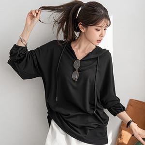 [나크21] (55-100) 루즈핏브이넥후드티셔츠 KO61-T-16