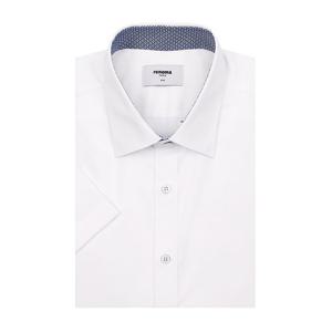 [레노마(셔츠)]투톤 도비 배색카라 슬림핏 반팔 셔츠 RQUSL0305-WH