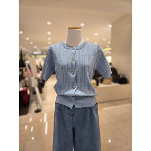 [에이비에프지]스퀘어패턴 도트포인트 라운드넥 반팔니트가디건 AGNA2HY32D