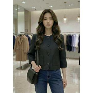 [숲]노카라 칠부소매 크롭자켓  SC4JKM13