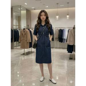 [숲]데님 벨티드 포켓 반팔원피스  SC4OP352