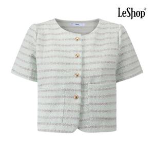 르샵  골드 버튼 라인 반팔 트위드 자켓 (BQ3JK005A)