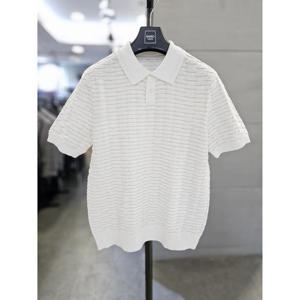 바쏘옴므 세이브존03 바쏘옴므 남자 봄 여름 아이보리 엠보싱 카라 반팔 니트 WSAFA2WT07A