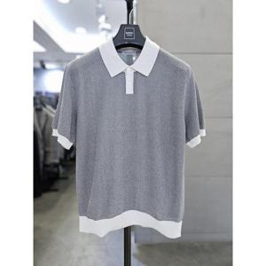 바쏘옴므 세이브존03 바쏘옴므 남자 봄 여름 그레이 카라 반팔 니트 WSAFA2WT21A