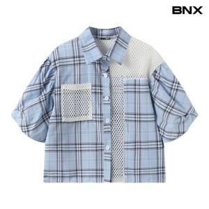 [BNX]체크 네트 믹스 포켓 반팔 셔츠 (BY2BL007L0)