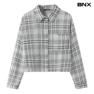 [BNX]타탄 체크 크롭 긴팔 셔츠 (BY1BL024L0)