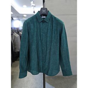 바쏘옴므 세이브존03 바쏘옴므 남성 그린 셔츠 린넨100 긴팔 무지 남방 BSAFA1TT37A