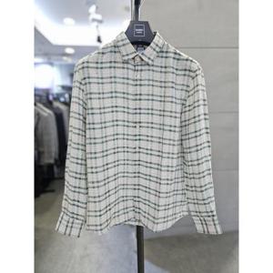 바쏘옴므 세이브존03 바쏘옴므 남자 그린 린넨100 긴팔 체크 셔츠 WSAFA1TT33A