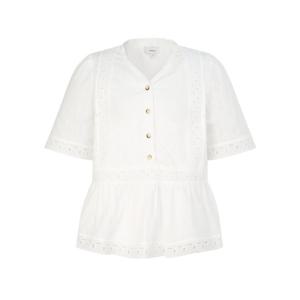 헤지스 여성 26SS 코튼 레이스믹스 블라우스 화이트 HSSH6B301WT