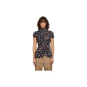 26 SS 드리스반노튼 여성 블랙 하이넥 블라우스 261358F107011