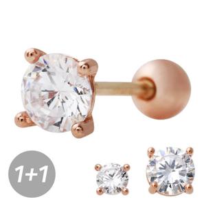 미니아트 라운드 큐빅 14K 로즈골드 금침 피어싱 귀걸이 2종