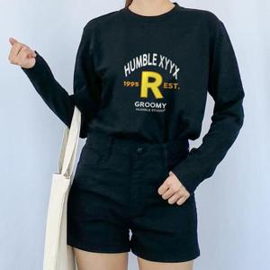 [험블] 라운드넥 여성면티 여자 프린팅긴팔티셔츠