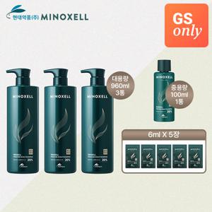 [GS단독]마이녹셀 현대약품 프레스티지 탈모샴푸 대용량 실속세트 (960ml*3ea+100ml*1ea+6ml*5ea) (정가 240,000원)