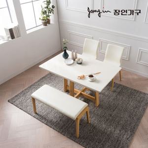 장인가구 아마르 대리석 4인 식탁세트 의자2 벤치1
