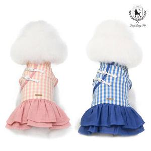 딩동펫 강아지고양이옷 체크 원피스
