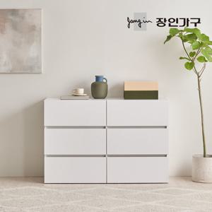장인가구 마운트 다용도 높은 6단 와이드 서랍장 1200