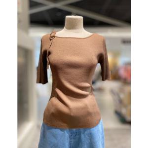 리본 어깨끈 슬림골지 니트 OK5MP452