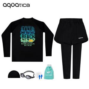 아쿠아티카 아동 래쉬가드 AQA390+AQA421 반바지워터레깅스 일반용수경5종세트
