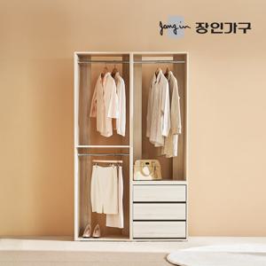 장인가구 올리세 E0 드레스룸 시스템 옷장 세트 1200 B (600 2단행거+서랍옷장)