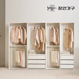 장인가구 올리세 E0 드레스룸 시스템 옷장 세트 2800 A (800,600 2단행거+서랍옷장)