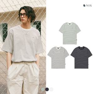 [NIX]유니) 18수싱글 스트라이프 반팔 티셔츠 (세미오버핏)(3COLOR) (LNSMCTR762M)