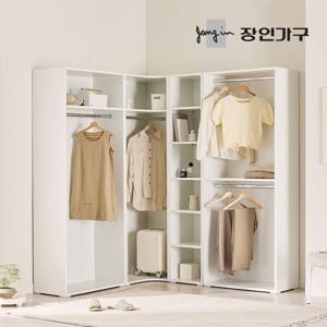 장인가구 클래드 2800 드레스룸 옷장 세트 (1단 코너장, 800 1단, 800 2단 행거, 400 선반장)