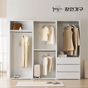 장인가구 클래드 2400 드레스룸 옷장 세트 (800 1단, 800 2단, 800 3단서랍 행거)