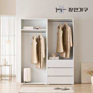 장인가구 클래드 1600 드레스룸 옷장 세트 (800 1단, 800 3단서랍 행거)