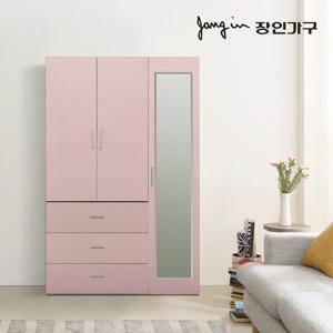 장인가구 블리스 1200 옷장세트(800 3단서랍 수납+400 거울행거)