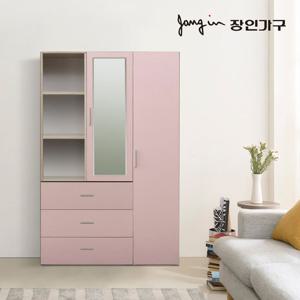장인가구 블리스 1200 옷장세트(800 3단서랍 오픈거울+400 행거)