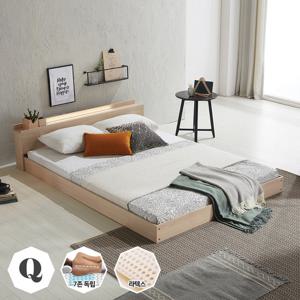 장인가구 블리스 저상형 LED조명 USB포트 침대Q(라텍폼스독립)