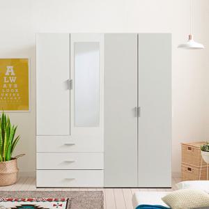 장인가구 봉쥬르 1600 3단서랍 거울옷장세트