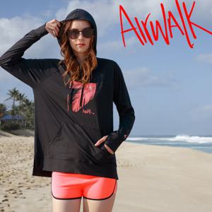 에어워크서프 여성래쉬가드세트 2피스 YAWe5247_BK+YAWe5103_NCR