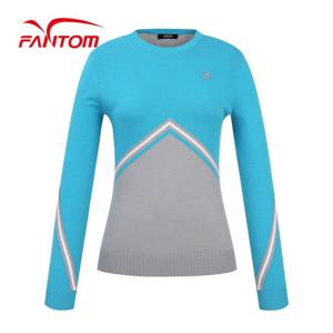 [팬텀] 여성 컬러 블록 라인 배색 긴팔 니트