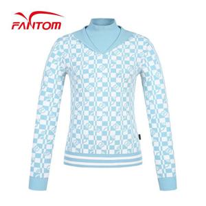 [팬텀] 여성 패턴 세일러 카라 반목 긴팔 니트