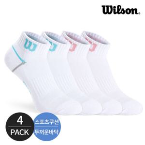 윌슨 여성 스포츠 쿠션 배색 라인 발목 양말 4P_MX