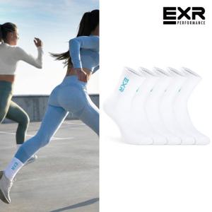 EXR 여성 로고포인트 스탠다드 중목양말 5P_MT