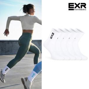EXR 여성 로고포인트 스탠다드 중목양말 5P_BK