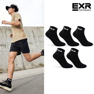 EXR 남성 심플 스탠다드 발목양말 5P_BK