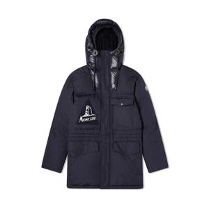 몽클레어 로고 후드 롱 패딩 네이비 남성 4236485 C0279 74S