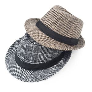 남성 중년 장년 모직 체크 페도라 중절모 멋쟁이모자