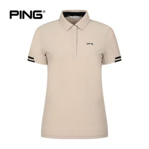 [PING] 여성 소매 시보리 카라 반팔 티셔츠