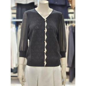 SOUP 세이브존07 쉬폰소매 브이넥 물결 니트 SZ8LK30