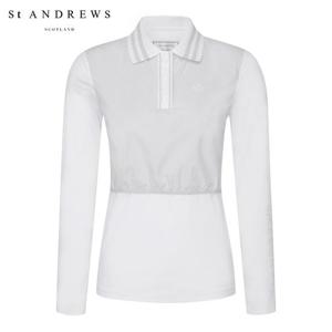 [세인트앤드류스] 여성 니트 카라 기능성 우븐 긴팔 티셔츠 821C2TO075_WH