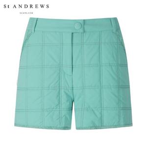 [세인트앤드류스] 여성 사각 누빔 자수 퀼팅 패딩 숏팬츠 821C1PS370_GN