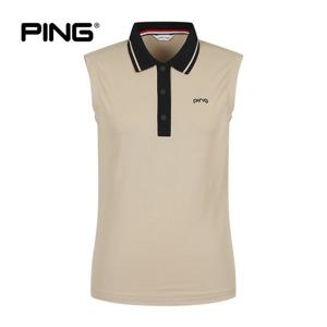 [PING] 여성 배색 카라 민소매 티셔츠